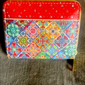 Vibrant Red‎ and Blue Quilted Wallet